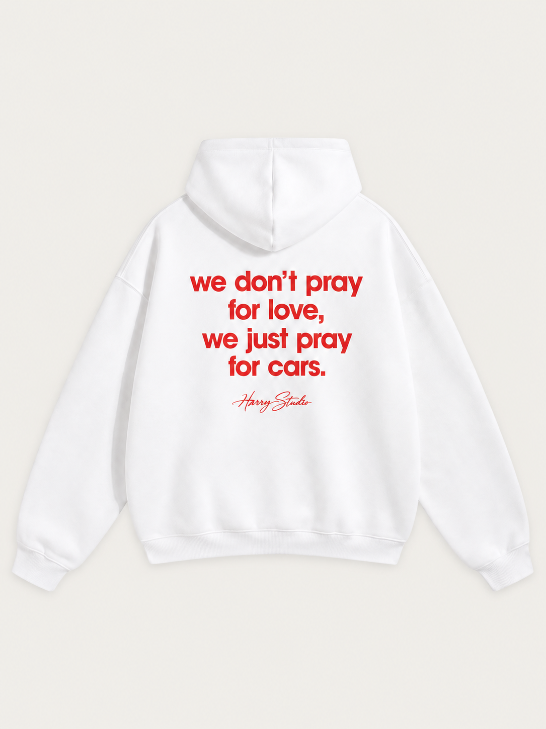 Pray for Cars Oversized Hoodie — White
